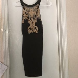 Black dress with gold embroidery
